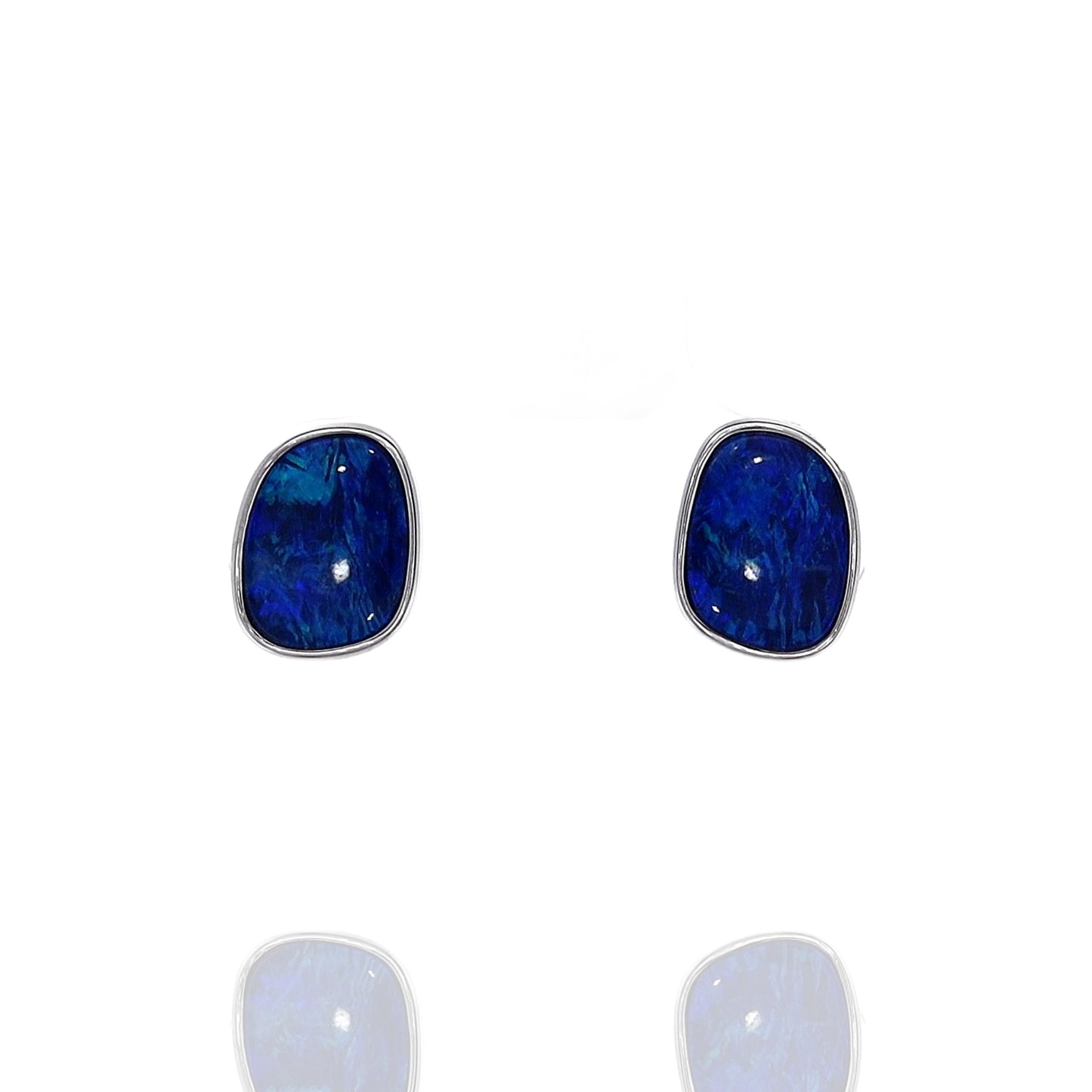 14k Gold Australian Opal Doublet Stud Earrings