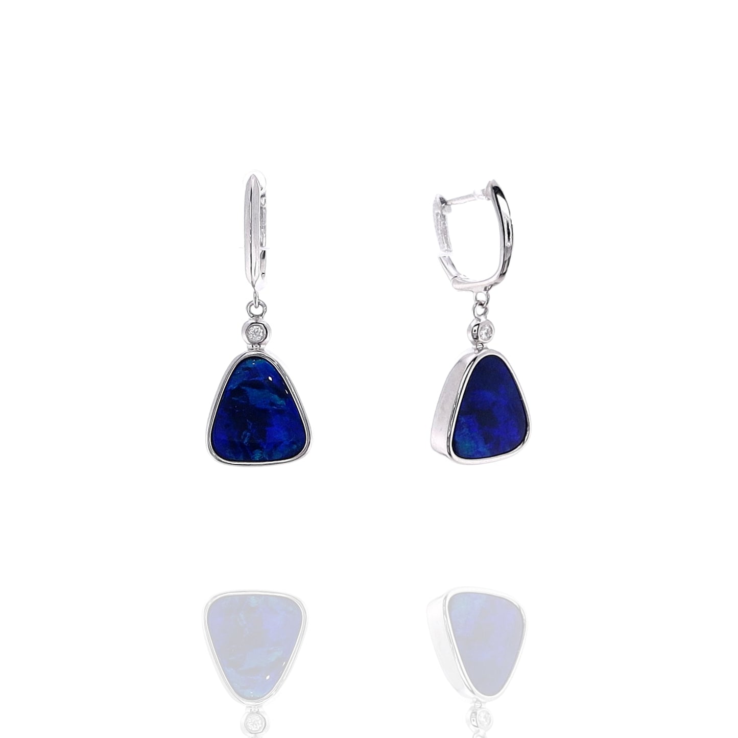 14k Gold Australian Opal Double with Diamond Earrings