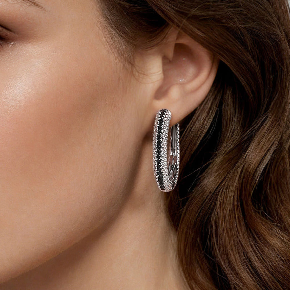 Close up Sterling Silver hoop earrings 