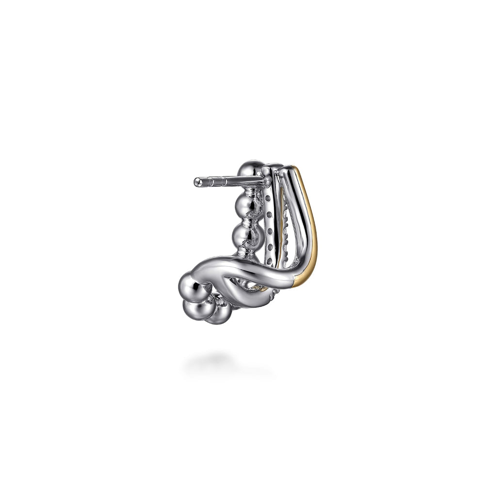 Sterling Silver and 18k yellow gold  earring with white sapphires 