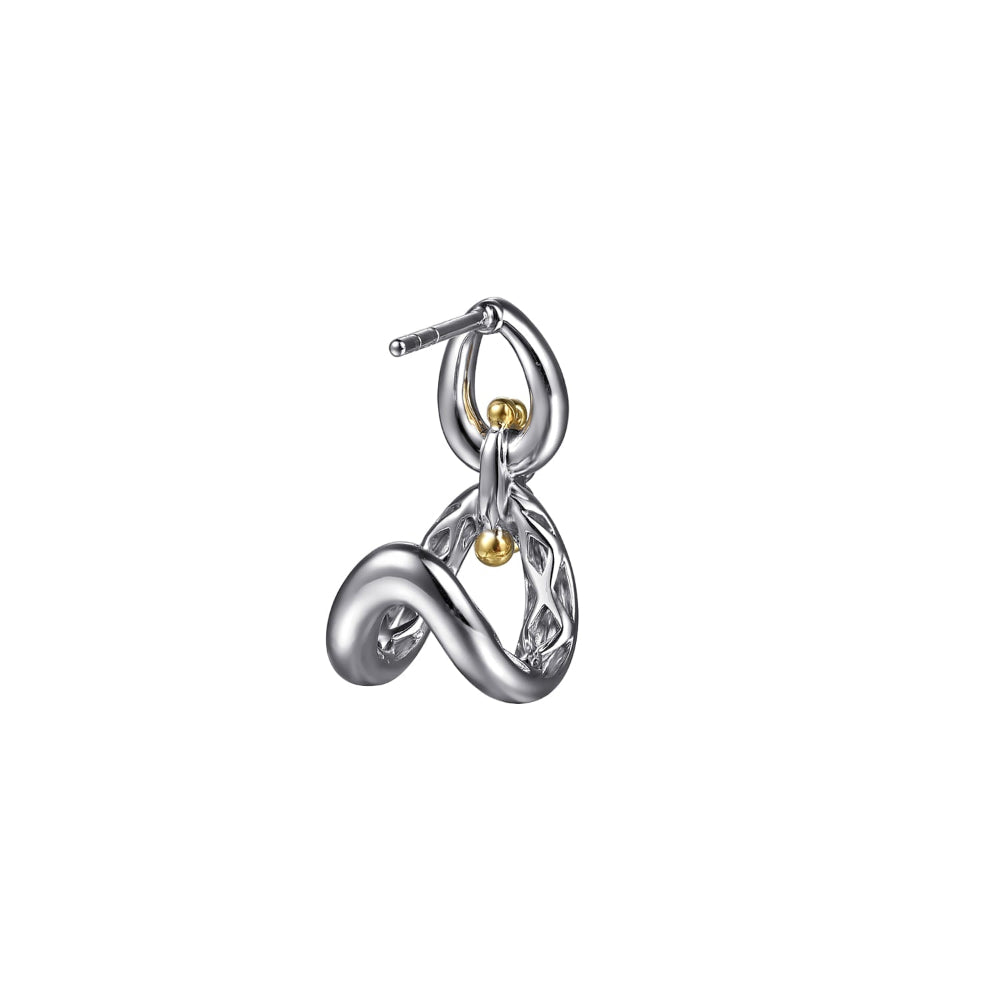  Sterling Silver and 18k Yellow gold J hoop earring 