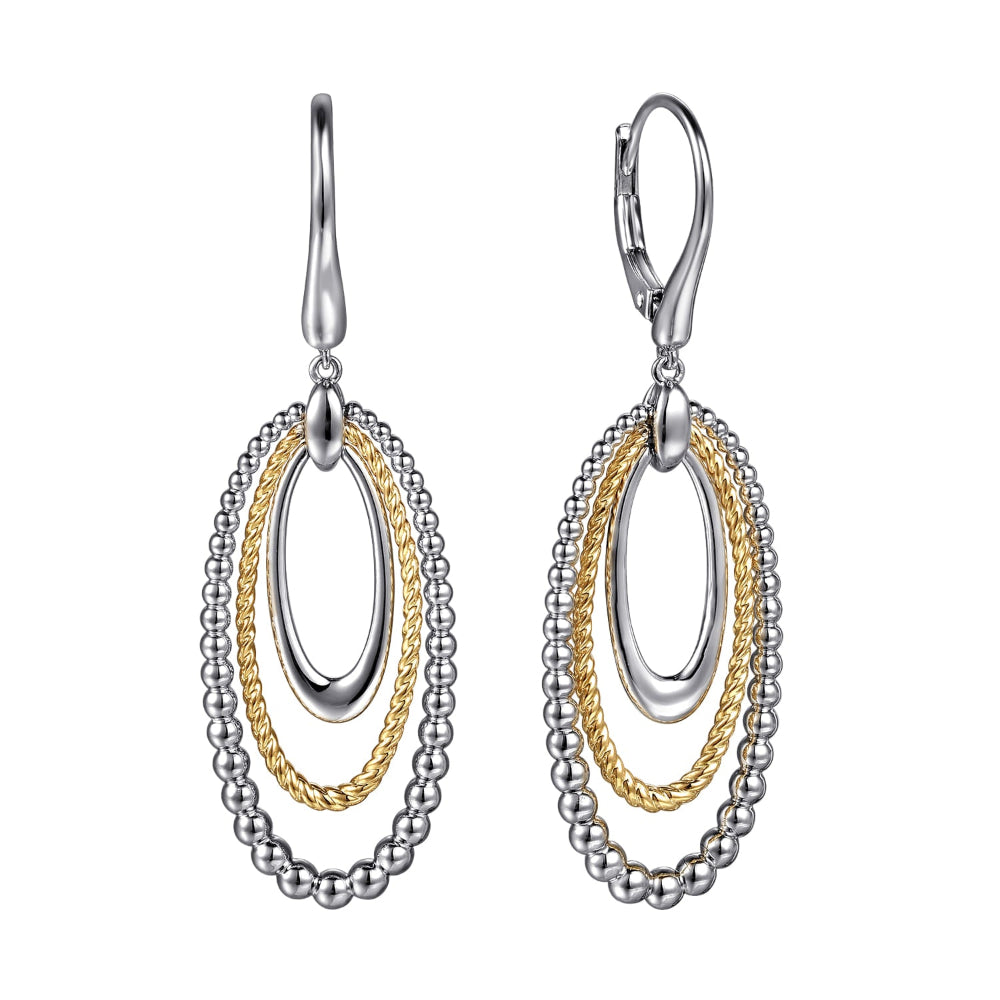Silver and Gold Rope Drop earrings 