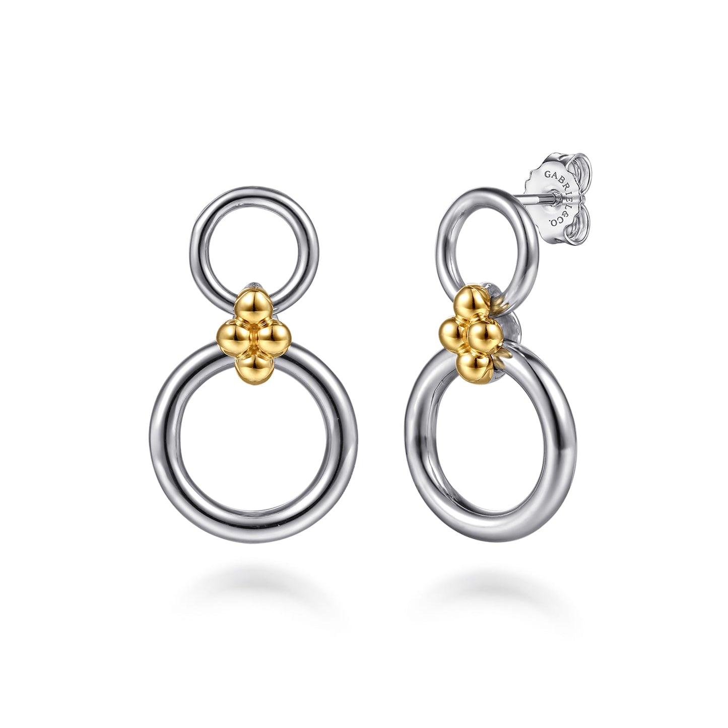Gabriel & Co. Sterllng Silver & 14k Yellow Bujukon Collection Round Link Stud Earrings