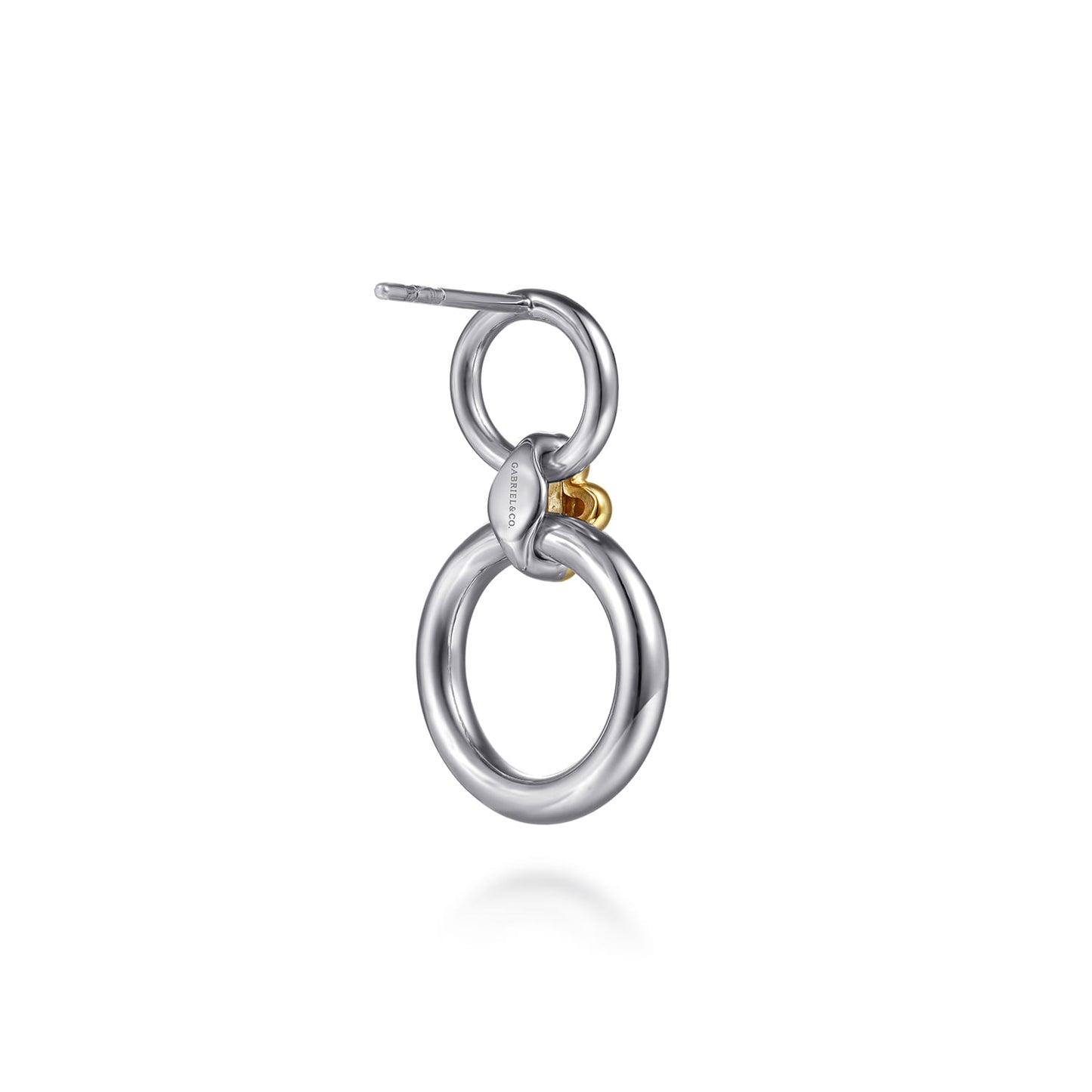 Gabriel & Co. Sterllng Silver & 14k Yellow Bujukon Collection Round Link Stud Earrings