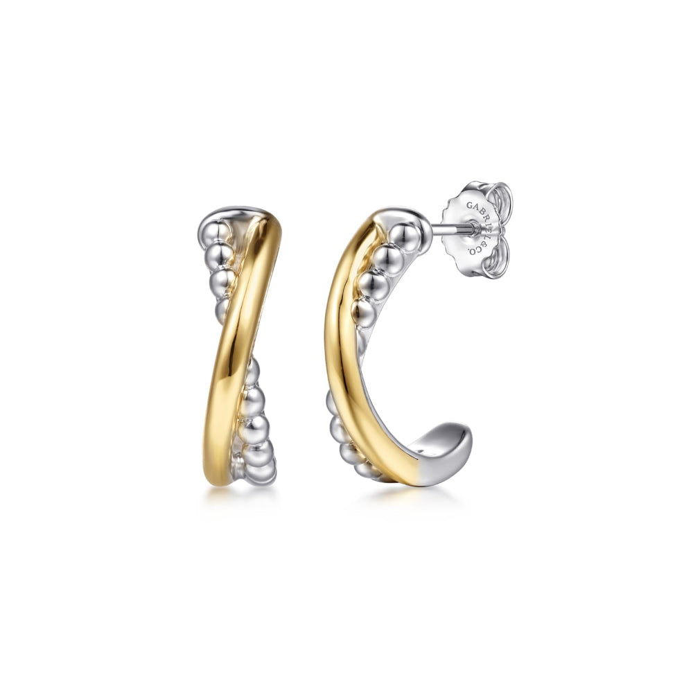 Pair of gold and silver hoop earrings 