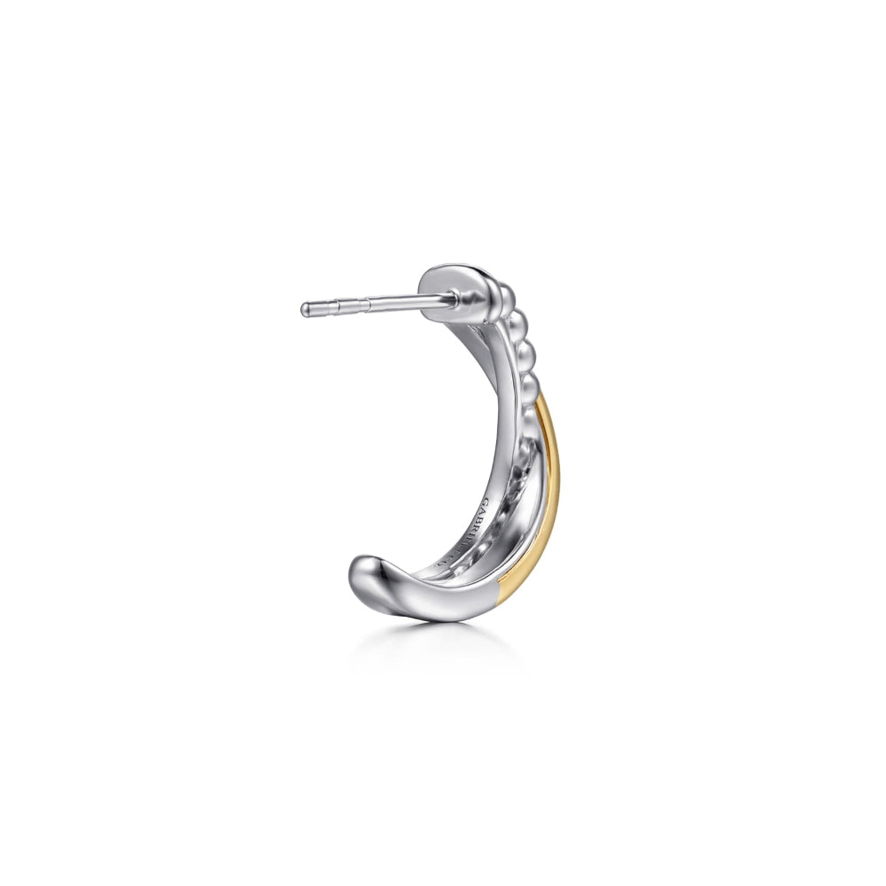 Silver hoop earring with gold accent 