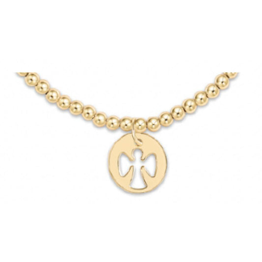 enewton 5.5" egirl Classic Gold 3mm Bead Bracelet - Guardian Angel Small Gold Disc