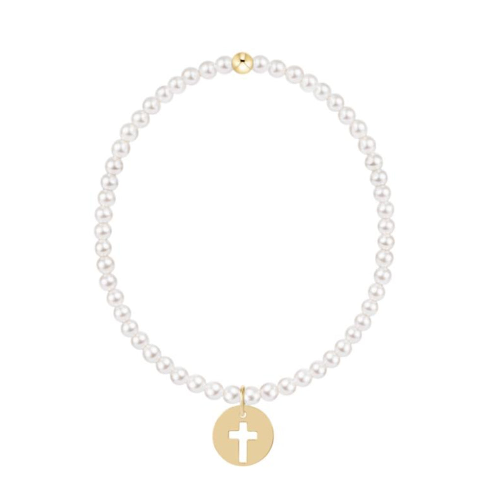 enewton 5.5" egirl Classic Pearl 3mm Bracelet - Blessed Gold Disc