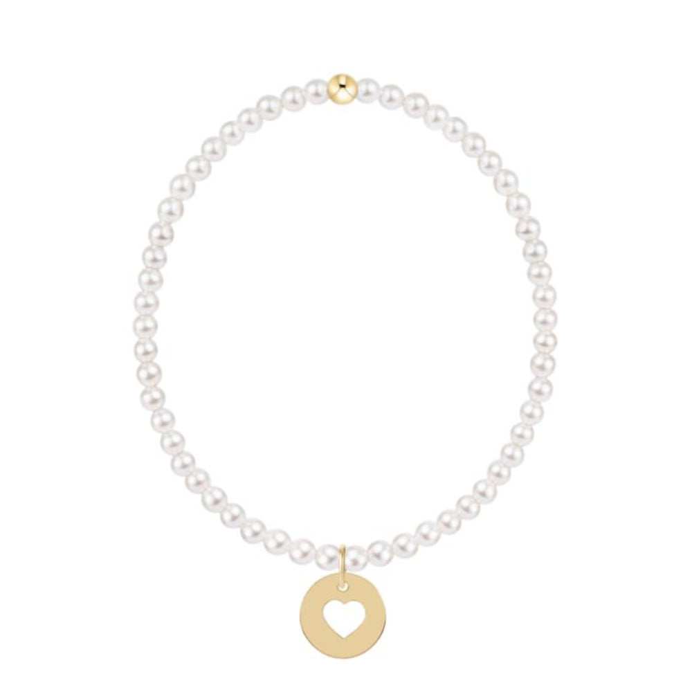 enewton 5.5" egirl Classic Pearl 3mm Bracelet - Love Gold Disc