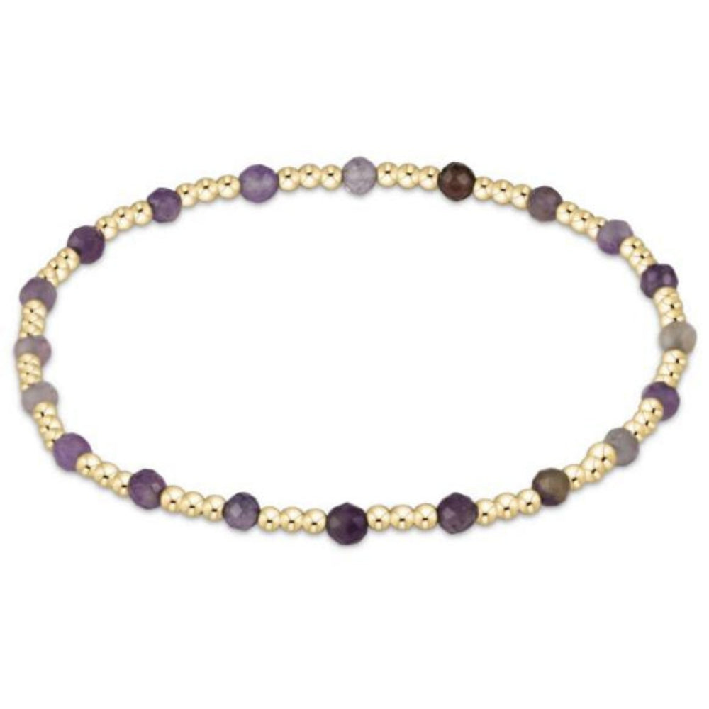 enewton 5.5" egirl Gemstone Gold Sincerity Pattern 3mm Bead Bracelet - Amethyst