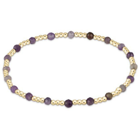enewton 5.5" egirl Gemstone Gold Sincerity Pattern 3mm Bead Bracelet - Amethyst