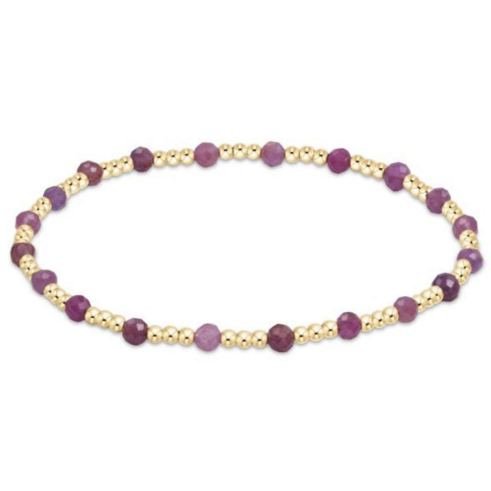 enewton 5.5" egirl Gemstone Gold Sincerity Pattern 3mm Bead Bracelet - Ruby