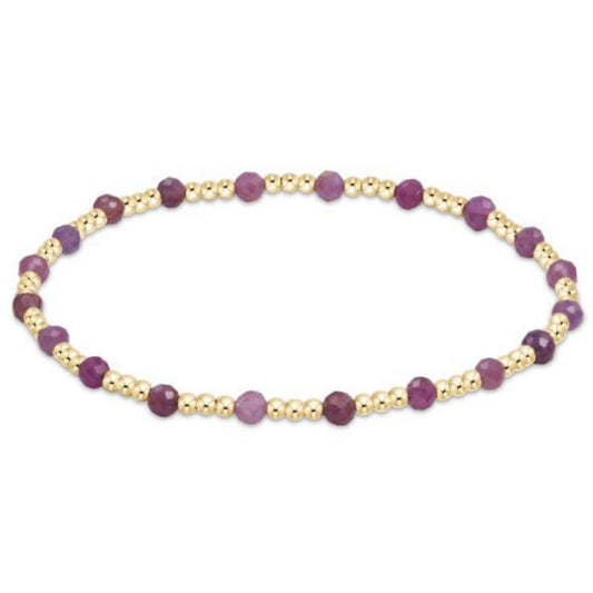 enewton 5.5" egirl Gemstone Gold Sincerity Pattern 3mm Bead Bracelet - Ruby