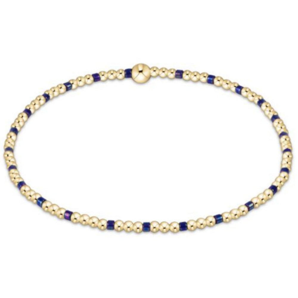 enewton 5.5" egirl Hope Sincerity Pattern 2mm Bead Bracelet - Blue Metallic
