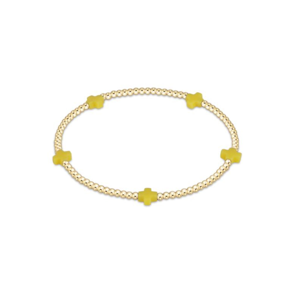 enewton 5.5" egirl Signature Cross Small 2mm Gold Bracelet - Canary