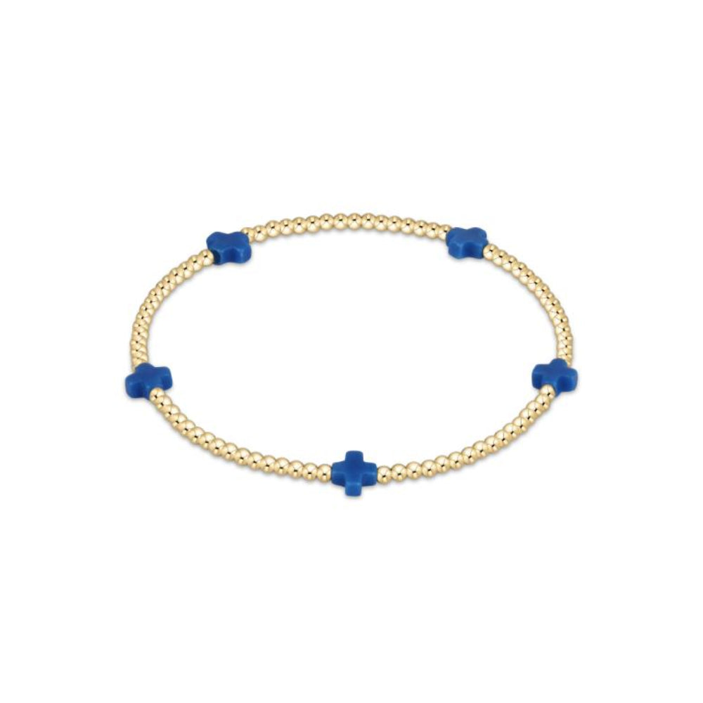 enewton 5.5" egirl Signature Cross Small 2mm Gold Bracelet - Cobalt