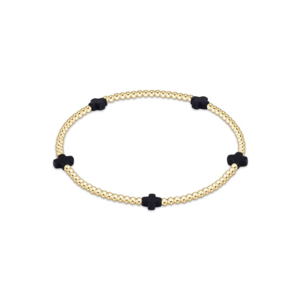 enewton 5.5" egirl Signature Cross Small 2mm Gold Bracelet - Navy