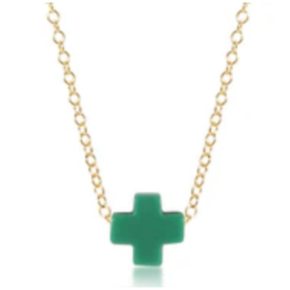 enewton egirl 14" Necklace Gold - Signature Cross Emerald