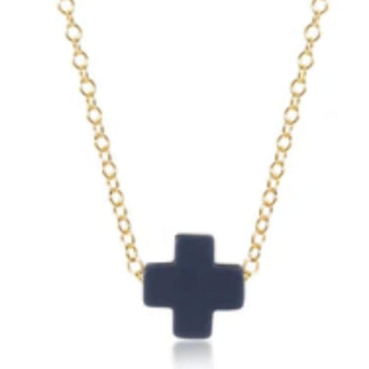 enewton egirl 14" Necklace Gold - Signature Cross Navy