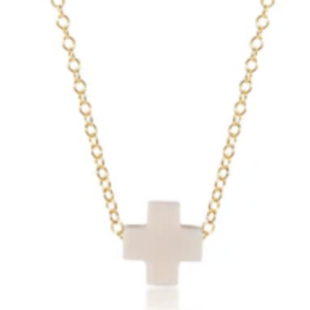enewton egirl 14" Necklace Gold - Signature Cross Off White