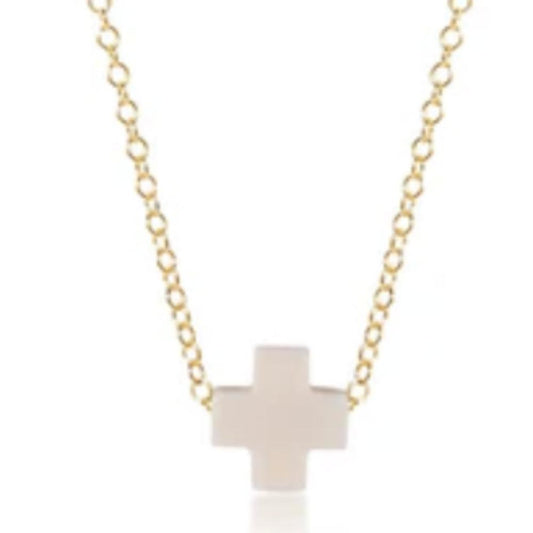 enewton egirl 14" Necklace Gold - Signature Cross Off White