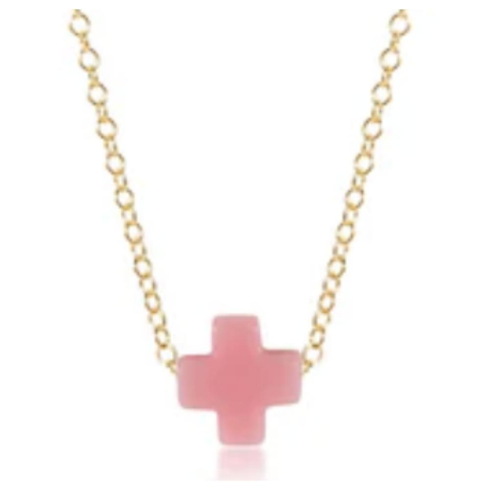 enewton egirl 14" Necklace Gold - Signature Cross Pink
