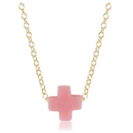enewton egirl 14" Necklace Gold - Signature Cross Pink