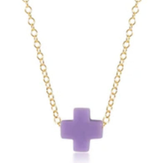 enewton egirl 14" Necklace Gold - Signature Cross Purple
