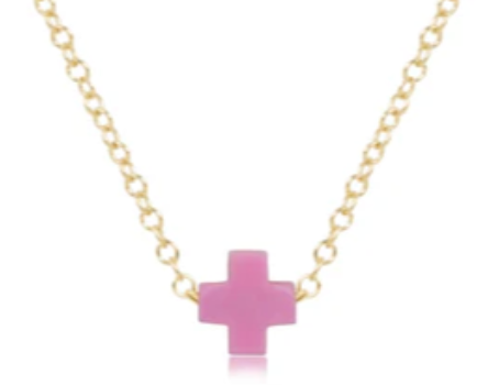 enewton egirl 14" Necklace Gold - Signature Cross Small - Bright Pink