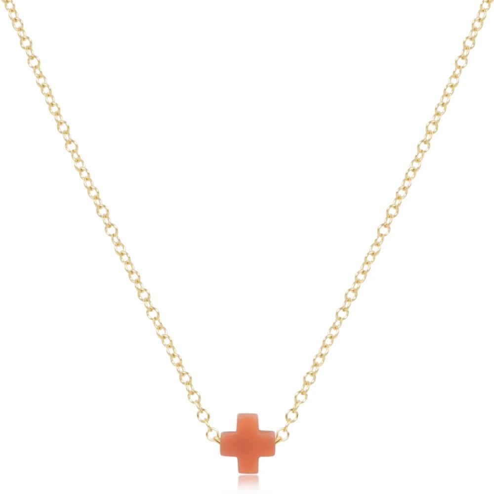 enewton egirl 14" Necklace Gold - Signature Cross Small Coral