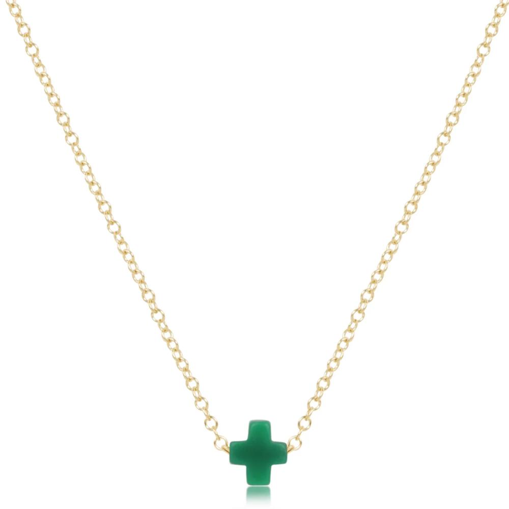 enewton egirl 14" Necklace Gold - Signature Cross Small Emerald