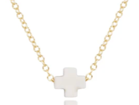 enewton egirl 14" Necklace Gold - Signature Cross Small Off-White