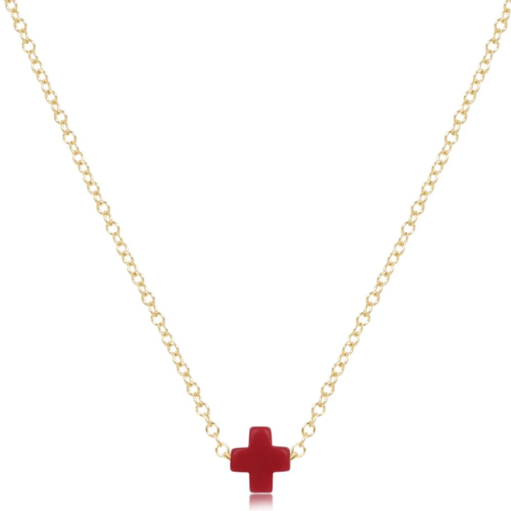 enewton egirl 14" Necklace Gold - Signature Cross Small Red