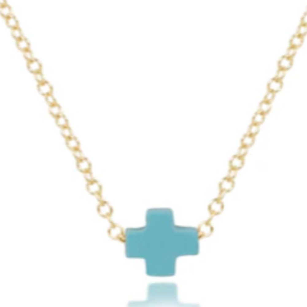 enewton egirl 14" Necklace Gold - Signature Cross Small - Turquoise