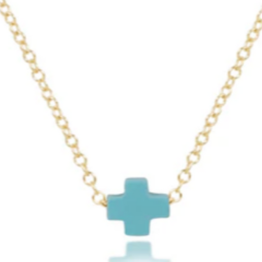 enewton egirl 14" Necklace Gold - Signature Cross Small - Turquoise