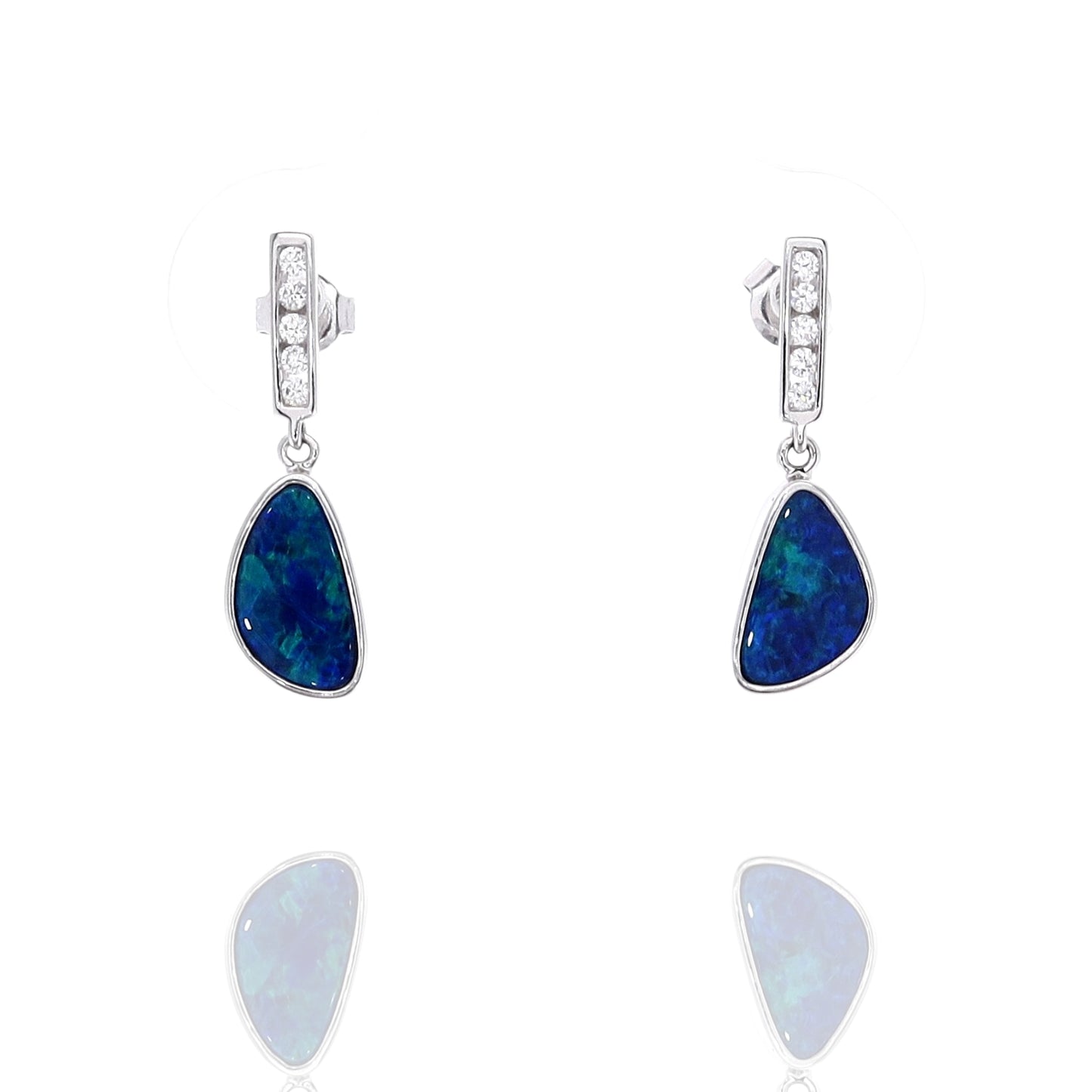 14k Gold Australian Opal Doublets Drop Earrings