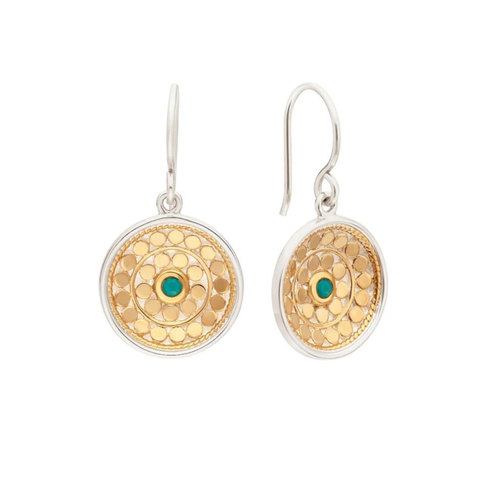 Anna Beck Pave Disc Turquoise Drop Earrings - Two Tone