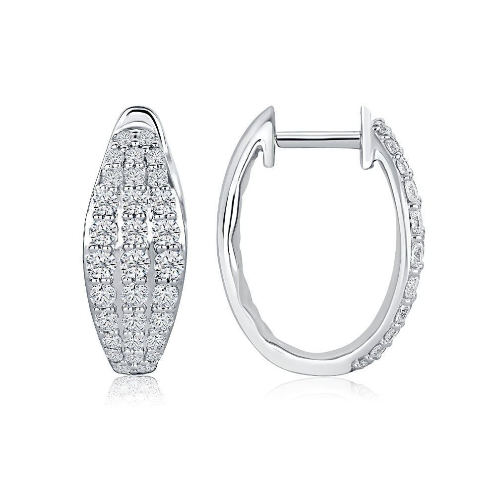 A. Jaffe 14k White Gold Graduated Pave Diamond Hoop Earrings