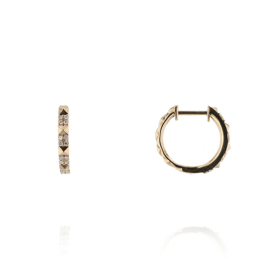 A. Jaffe 14k Gold Faceted Huggie Hoop Earrings with Diamonds