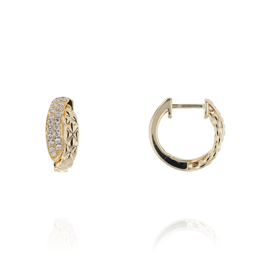 A. Jaffe 14k Gold Small Crossover Hoop Earrings with Diamonds