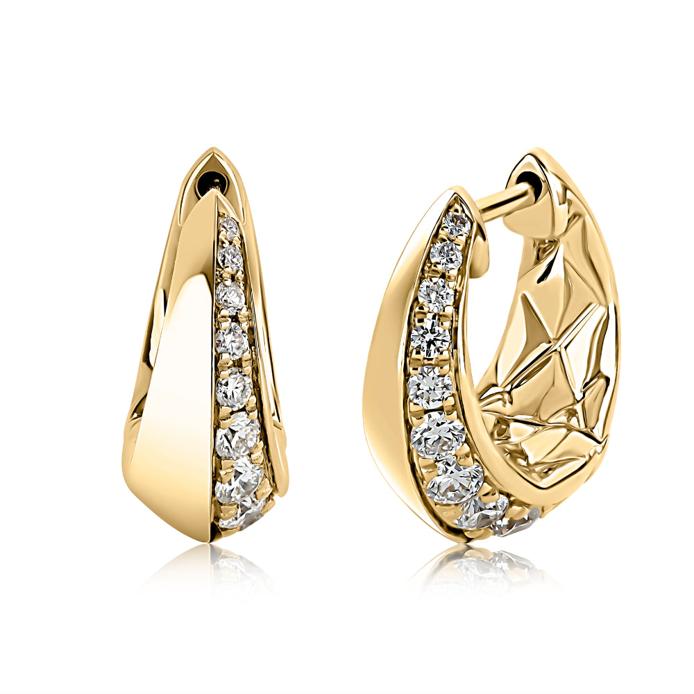 A. Jaffe 14k Gold Pave Contour Hoop Earrings