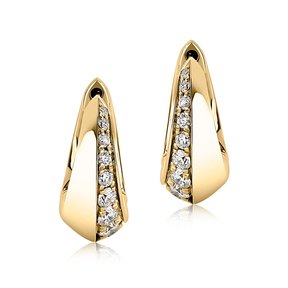 A. Jaffe 14k Gold Pave Contour Hoop Earrings