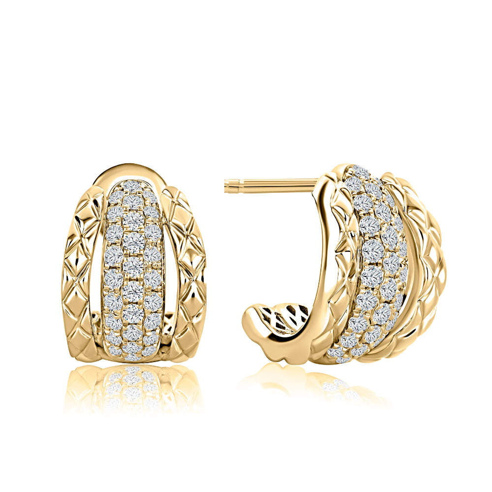 A. Jaffe 14k Gold Diamond Half Hoop Earrings