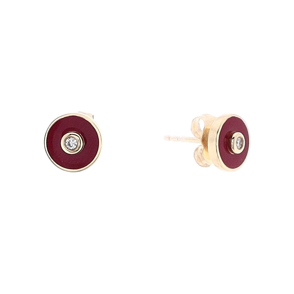 Michael M. 14Y Chroma Magenta Enamel Extruded Bezel Stud Earrings