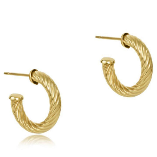 enewton Round Gold 0.5" Post Hoop - 4mm - Textured Twist