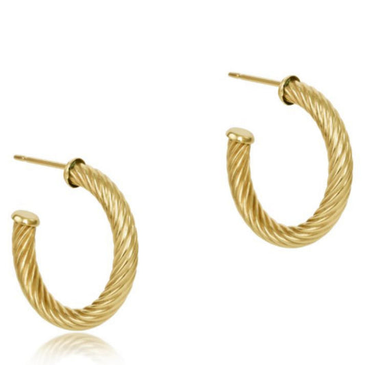 enewton Round Gold 1.125" Post Hoop - 4mm - Textured Twist