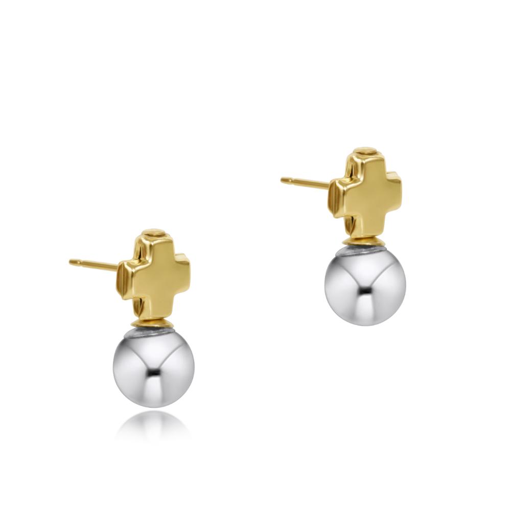enewton Signature Cross Gold Stud - Classic Sterling