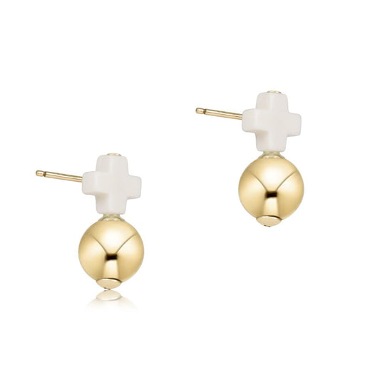 enewton Signature Cross Small Off-White Stud - Classic Gold