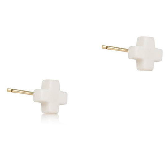 enewton Signature Cross Small Stud - Off-White