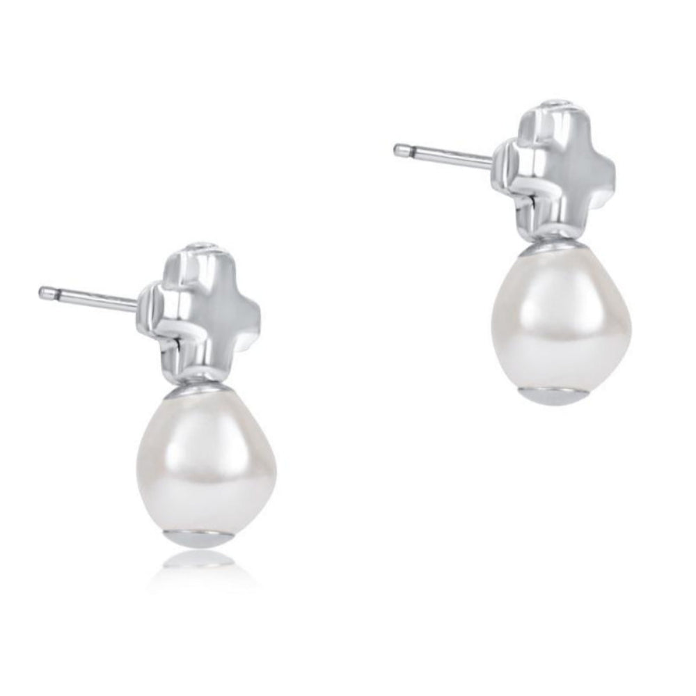 enewton Signature Cross Sterling Stud - Pearl